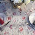 Nappe carrée Jacquard "Bagatelle" gris perle et griotte