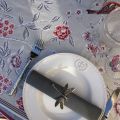 Square Jacquard tablecloth "Bagatelle" grey and griotte