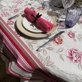 Square Jacquard tablecloth "Bagatelle" ecru and rose