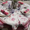 Nappe carrée Jacquard "Bagatelle" écru et rose