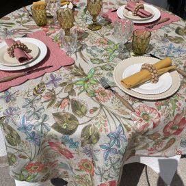 Tessitura Toscana Tellerie, round hemp tablecloth "Occitane"