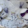 Tessitura Toscana Telerie, square linen tablecloth "Zodiaca"