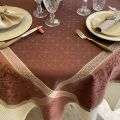 Rectangular Jacquard polyester tablecloth "Alicante" Bois de rose from "Sud Etoffe"