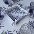 Rectangular centred tablecloth in cotton lavenders "Bonnieux" white from Tissus Toselli