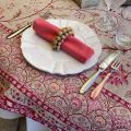 Nappe rectangulaire Jacquard "Montespan" lin et rose