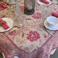 Rectangular Jacquard tablecloth  "Montespan" linen and pink