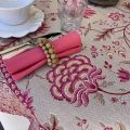 Nappe rectangulaire Jacquard "Montespan" lin et rose