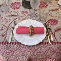 Nappe rectangulaire Jacquard "Montespan" lin et rose