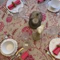 Rectangular Jacquard tablecloth  "Montespan" linen and pink