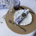 Rectangular centred tablecloth in cotton lavenders "Bonnieux" parme from Tissus Toselli