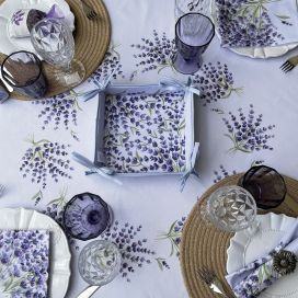 Rectangular centred tablecloth in cotton lavenders "Bonnieux" parme from Tissus Toselli