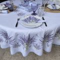 Rectangular centred tablecloth in cotton lavenders "Bonnieux" parme from Tissus Toselli