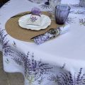 Rectangular centred tablecloth in cotton lavenders "Bonnieux" parme from Tissus Toselli