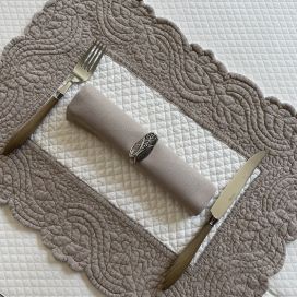 Rectangular table mats, Boutis fashion ecru and linen color "Morphée"