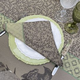 Table napkins  Sud Etoffe "Bird" tarmac and green