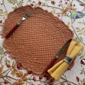 BLANC MARICLO, oval  table mats "Boutis fashion ocre "Lindsay"
