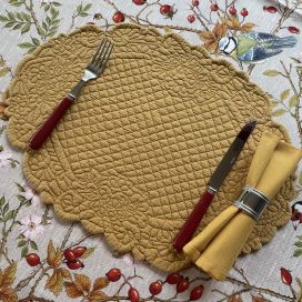 BLANC MARICLO, oval  table mats "Boutis fashion safran "Lindsay"