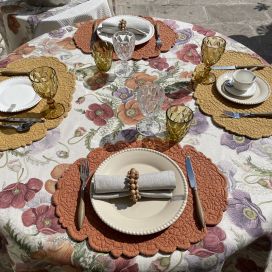 Tessitura Toscana Telerie, round linen tablecloth "Poppy"
