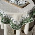 Jacquard table runner or square table mats, Delft, bordure "Bastide" green