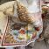 Torchon en lin "Noel Gourmand" Croque bordure rouge Tessitura Toscana Telerie