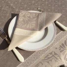 Table napkins  Sud Etoffe "Alicante" naturel and  taupe