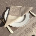Set of 6 table napkins  Sud Etoffe "Alicante" naturel and  taupe