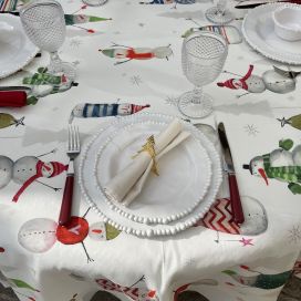 Tessitura Toscana Tellerie, rectangular coton tablecloth "Snowpop"