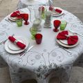 Jacquard tablecloth "Noel" ecru and silver thread, Tissus Toselli
