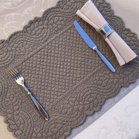 Rectangular table mats, Boutis fashion taupe color "Morphée"