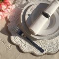 Round table mats, Boutis fashion "Maya" Off-white and linen color
