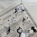 Torchon en coton "Calendrier des chatons 2024" Dubout