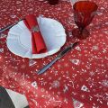 Christmas coated cotton tablecloth "Cervin" red