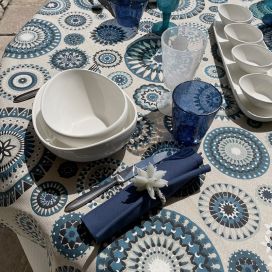 Coated cotton and polyester tablecloth "mandala" Sud Etoffe