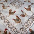 Carré de table en Jacquard Coqs et poules "Chantecler", Tissus Toselli