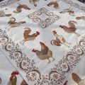 Carré de table en Jacquard Coqs et poules "Chantecler", Tissus Toselli