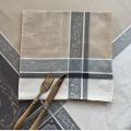 Jacquard table napkins "Versailles" grey and beige  by Tissus Toselli