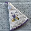 Embrodery round hand towel "Lavande and butterflies" ecru