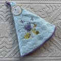Embrodery round hand towel "Lavande and butterflies" blue