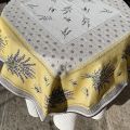 Carré de table en Jacquard Lavandes et olives "Castillon" jaune Tissus Toselli