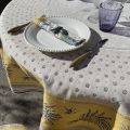 Round Jacquard tablecloth Lavandes et Olives "Castillon" yellow Marat d'Avignon