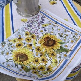Linen kitchen towel "Sungarden" sunflowers Tessitura Toscana Telerie