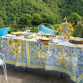 Tessitura Toscana Telerie, rectangular linen tablecloth "Sungarden"