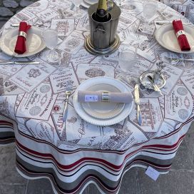 Round Jacquard tablecloth Bordeaux wines "Bordeaux" Marat d'Avignon