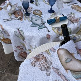 Tessitura Toscana Telerie, rectangular linen tablecloth "Reef"