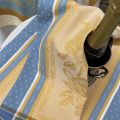 Torchon de cuisine en jacquard "Cédrat" jaune et bleu Tissus Toselli