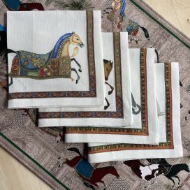 Set de 4 serviettes de table cadrées en lin "Maharajah", Tessitura Toscana Telerie