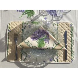 Quilted placemat in cotton " Bouquet de Lavandes" off white