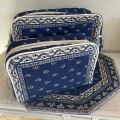 Quilted coton toiletry bag "Avignon" blue and white