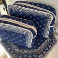 Quilted coton toiletry bag "Avignon" blue and white