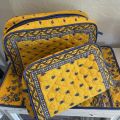 Quilted coton toiletry bag "Avignon" yellow and blue